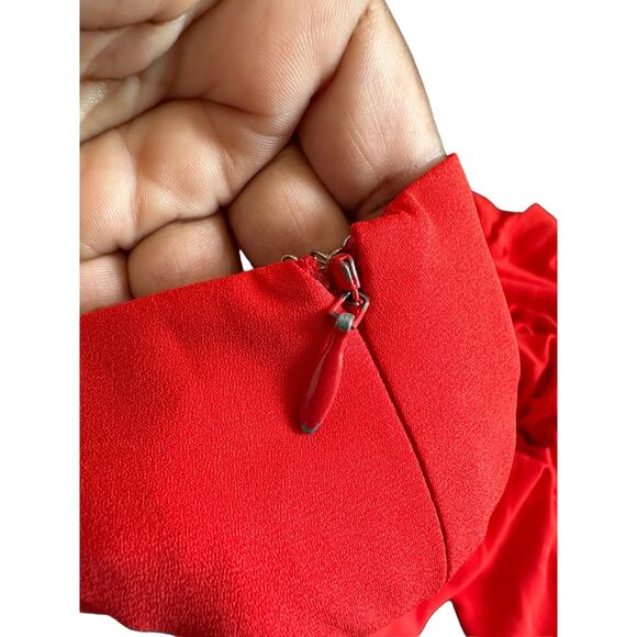 Fame and Partners Dress Orange Long Sleeve Tie Front Cocktail Midi Party Size 6 - Picture 11 of 15